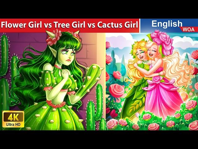 Triplets Princess: Flower Girl vs Tree Girl vs Cactus Girl  Fairy Tales @WOAFairyTalesEnglish