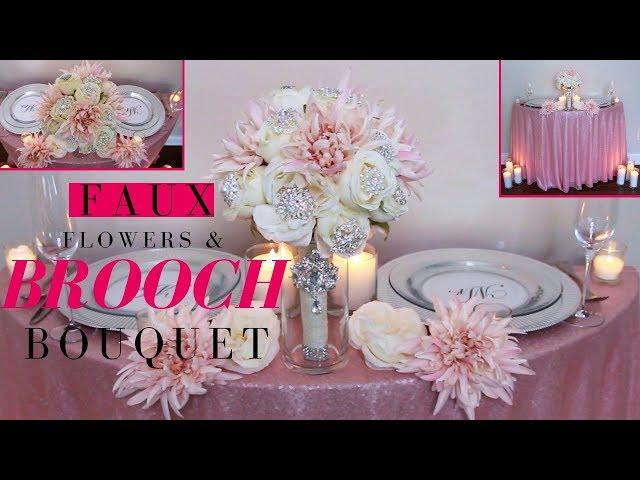 Faux Flowers & Brooch Wedding Bouquet | DIY Brooch Wedding Bouquet tutorial