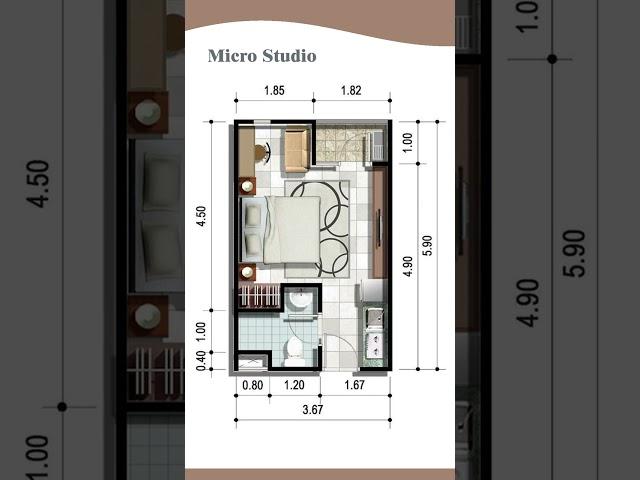 Floor Plan: Micro Studio Apartment, 22 Sqm, Tiny Flat
