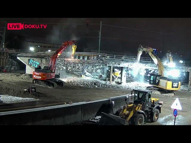 Zeitraffer / Abbruch Eisenbahnbrücke / A81 bei Sindelfingen