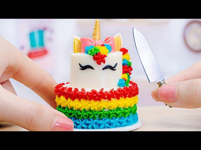Amazing Miniature Rainbow Unicorn Cake | Collection Mini Desserts For Summer | Cat Cakes