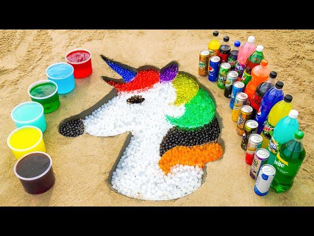 How to make Rainbow Unicorn Horse with Orbeez, Fanta, Sprite, Coca Cola vs Mentos & Popular Sodas