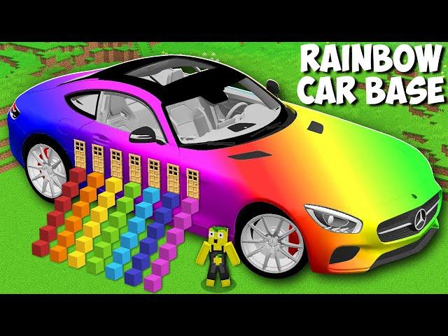 Secret RAINBOW BASE INSIDE RAREST CAR in Minecraft ! MERCEDES-BENZ BASE !