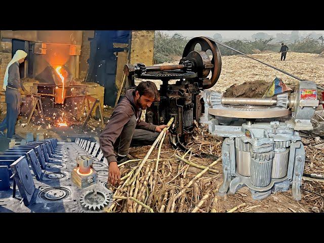 Traditional Jaggery Making Machine | Amazing Process of Building Sugarcane Crushing Machine