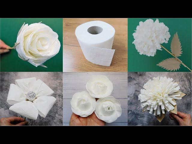 Magic Crafts with Toilet Paper ‍️ Easy White Flowers DIY for Home Decor  5 Handmade Tutorials 