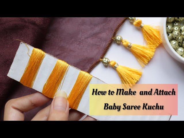 How to attach tassels to saree/dupatta/shirt - how to make baby Kuchu saree - baby kuchu design