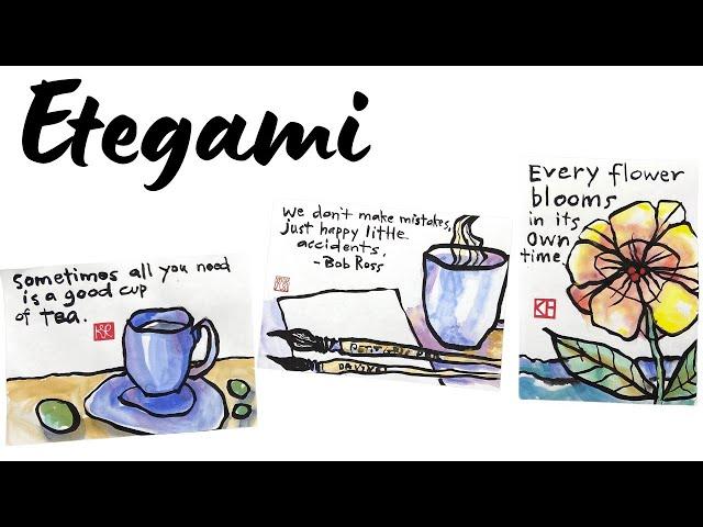 How to Make Etegami Picture Letters with Sumi Ink and Watercolor DEMO