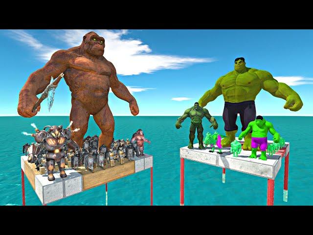 Mutant Primates Army Falling and Fight Hulk Team - Animal Revolt Battle Simulator