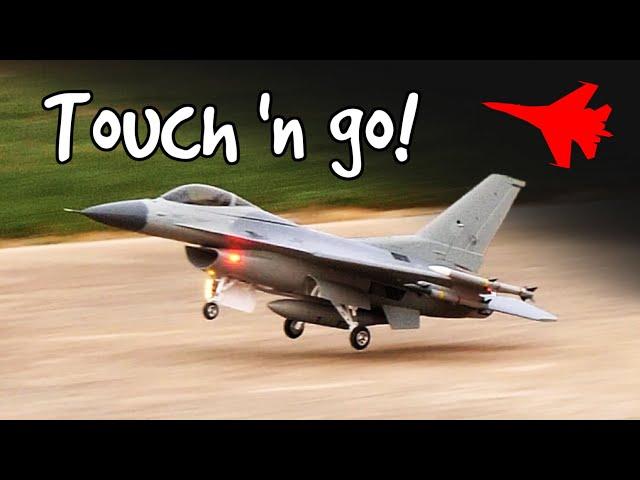 F-16 RC Jet Crazy Aerobatics + Touch  & Go Practice !! ️ FMS 80mm EDF