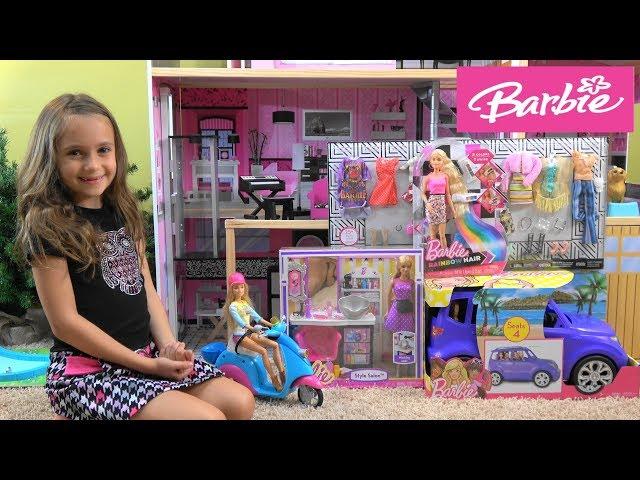 Barbie and Ken Anniversary Dinner Story with NEW Barbie Car, Barbie Hair Salon and Barbie Fashion