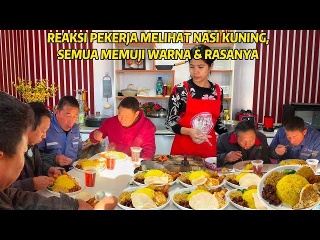 BIKIN NASI KUNING KOMPLIT, WARNANYA YANG CANTIK MEMBUAT PARA PEKERJA PENASARAN DGN RESEP & RASANYA