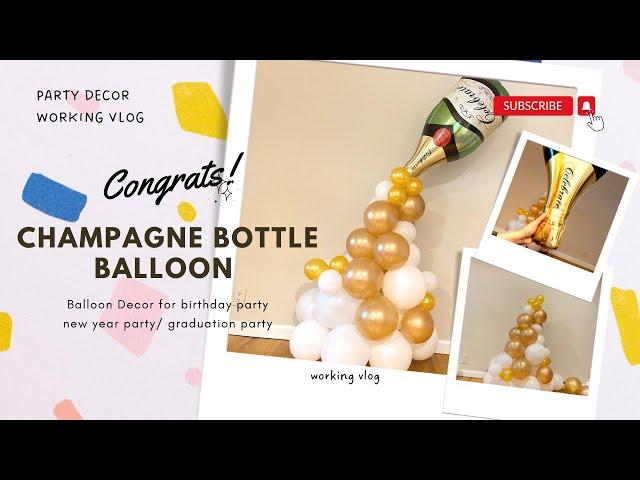 DIY champagne Balloons, New Year Party Balloon Decor Idea  NY, Balloon Garland, Birthday balloon