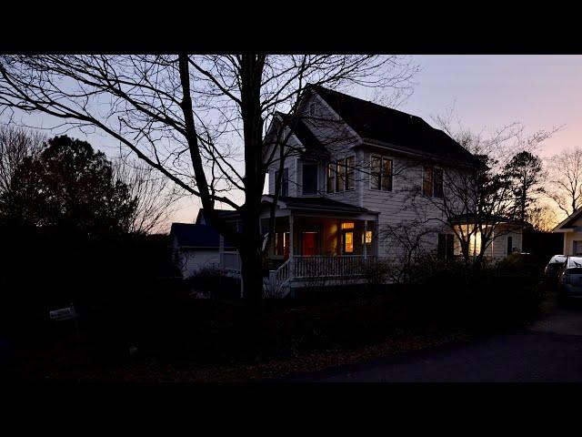 Late Winter Sunset Walk Through American Neighborhood | Nature Sounds for Sleep and Study