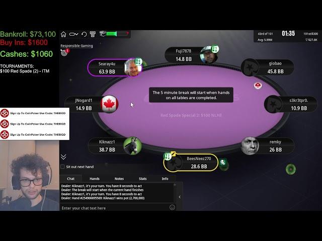 HUGE SUNDAY POKER SESSION! $100 RED SPADE DEEP RUN