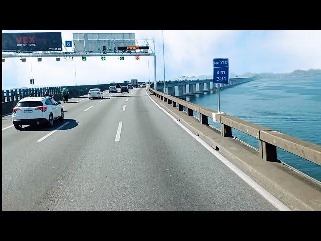 Passando na Ponte Rio Niterói de Caminhão show está paisagem