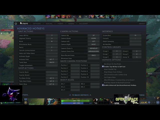 Arteezy's dota 2 hotkeys & advanced settings