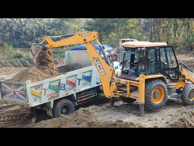 NEW JCB Backhoes Loading Soil in Dump Truck - Dump Truck Carrying Soil - JCB Tractor Video 4