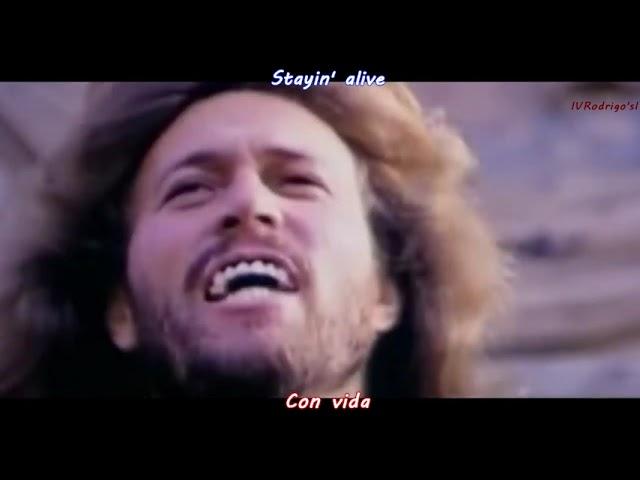 Bee Gees - Stayin' Alive [Lyrics Video oficial Subtitulos en Español]