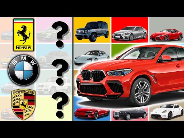 Guess The Car Brand (Famous Brands - Lamborghini, Ferrari, Mercedes, BMW, Bugatti.....)