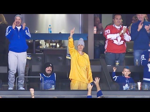 Justin Bieber enjoys Leafs' victory over Isles