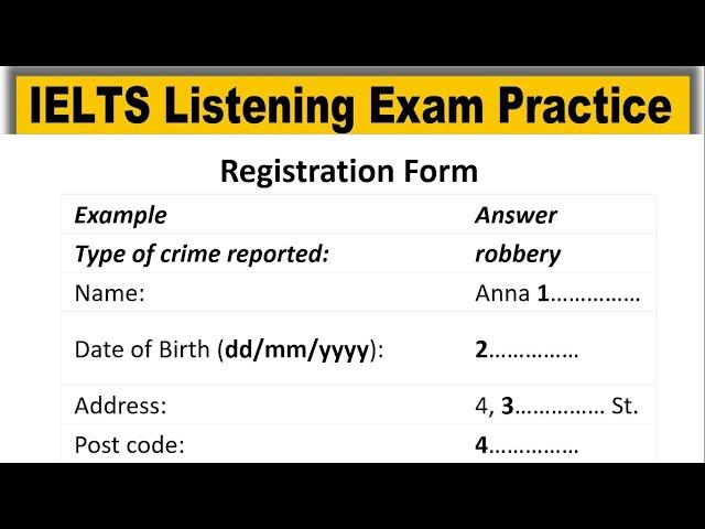 Registration Form listening practice test 2023 with answers | IELTS Listening Practice Test