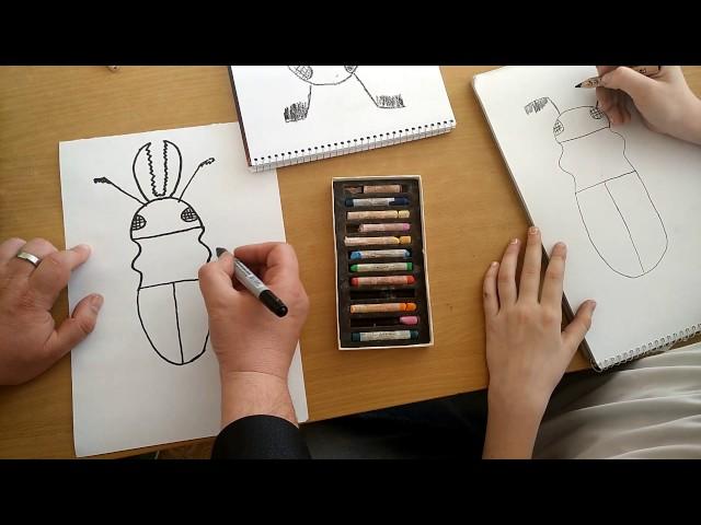 How to Draw a Realistic Beetle /  Example Simple Drawing for Children