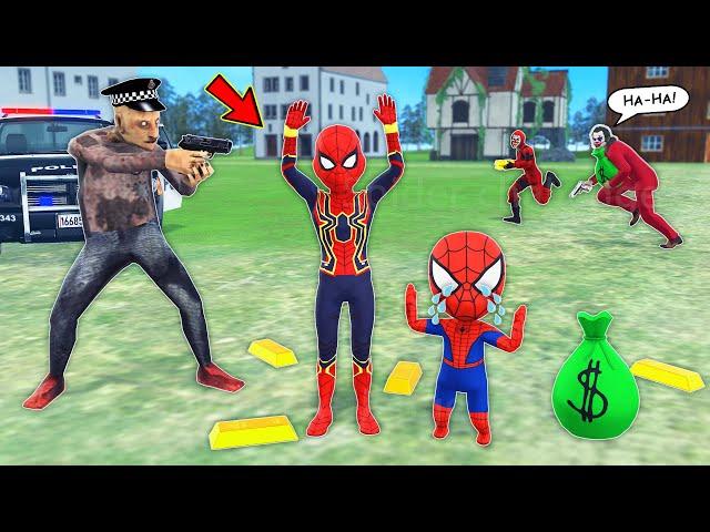 team spider man vs bad guy joker ►kid spider-man Rescue Spider-Man from Prison  - funny animation