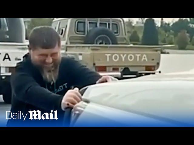 Chechen warlord Ramzan Kadyrov films himself 'pulling a pickup truck' to prove his good health