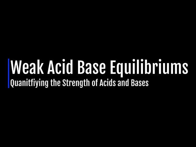 Quantifying Weak Acid Base Equilibriums