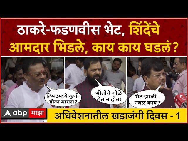 Maharashtra Vidhan Sabha : अधिवेशनातील खडाजंगी :ठाकरे-फडणवीस भेट,शिंदेंचे आमदार भिडले, काय काय घडलं?