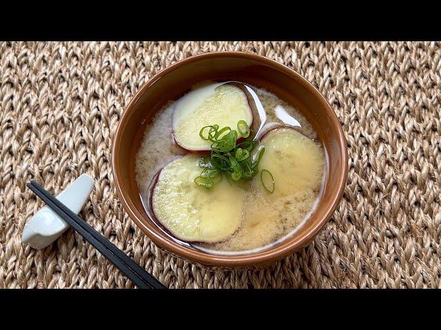 Miso Soup with Satsumaimo Japanese Sweet Potato - Japanese Cooking 101