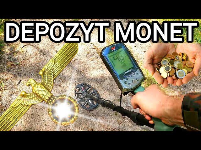 DEPOZYT MONET drugowojennych i... poszukiwania wykrywaczem metali w lesie wykopki metaldetecting