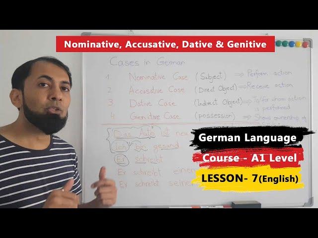 A1 German Course | Lesson 7 | German Cases Made Easy | Nominative | Accusative | Dative | English