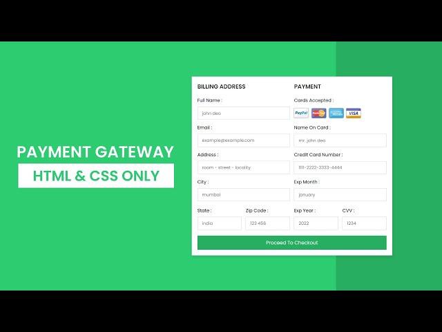 Create A Responsive Payment Gateway Form Design Using HTML & CSS Only