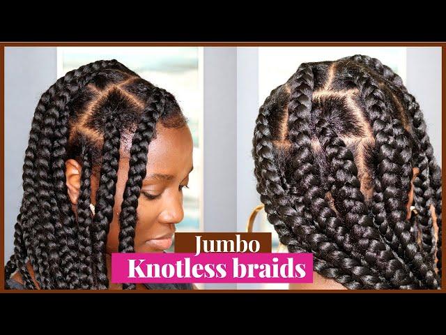 DIY JUMBO KNOTLESS BRAIDS on Natural Hair for Beginners |ItsAbeeyola