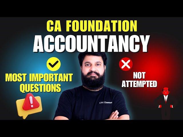 CA Foundation Accountancy Most Important Questions I CA Foundation Accounts Most Important Questions