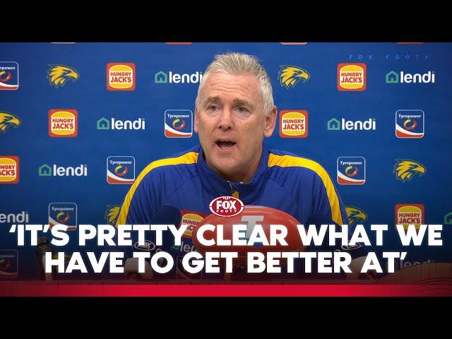 Simmo's Eagles still 'not good enough' after big Dees loss | West Coast Press Conference | Fox Footy