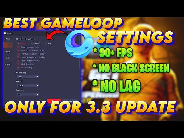 BEST GAMELOOP SETTINGS FOR LOW TO HIGH END PC || +9O FPS HDR  *NO LAG *NO BLACK SCREEN #gameloop