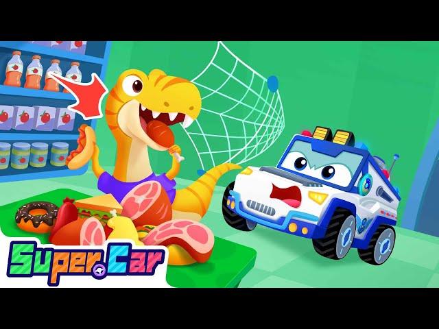 Dinosaur Fun & Police Car Adventures! | Mischievous Dinosaurs Escaping! | Kids Cartoons & Car Songs