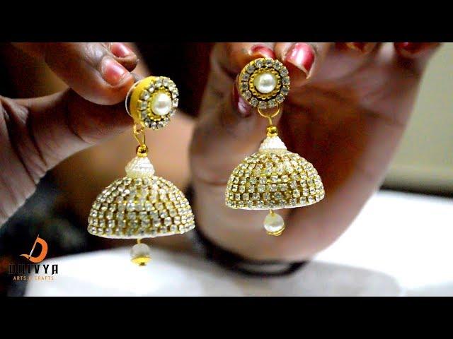 How to make earrings at home | Bridal pearl drop earrings | Silk Thread Jhumkas | #DIY | #125