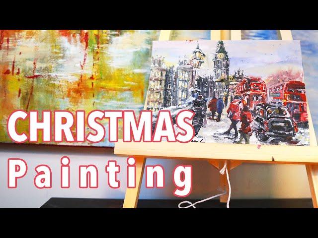 Snowy Winter in London Oil Painting Christmas Step by Step Tutorial