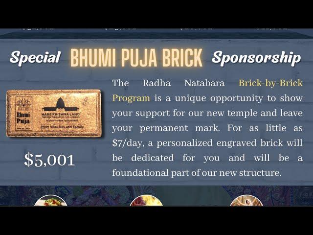 Sponsor a BRICK for Sri Sri Radha Natabara's new temple in OHIO | ISKCON GREATER COLUMBUS