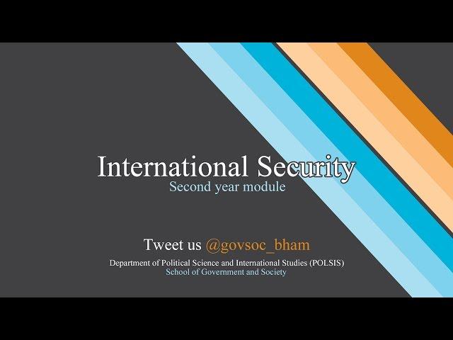 International Security - Professor Stefan Wolff