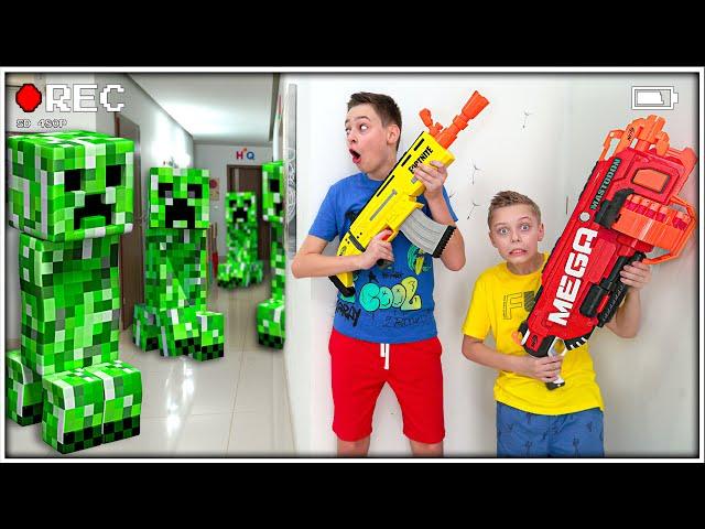 Caught on Security Camera: NERF Minecraft Creepers Invasion & Other New NERF Stories by RM Bros