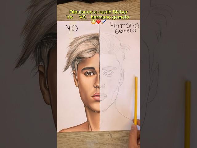 Dibujando a ​⁠@justinbieber yo versus mi hermano gemelo ️ #arte #dibujo #art