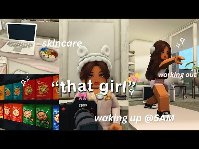 becoming 'THAT GIRL' for the day! (5AM routine, productive habits) | bloxburg roleplay 