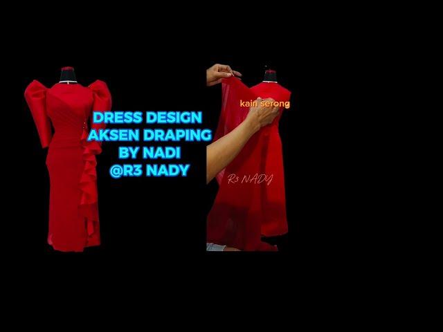 DRESS DESIGN AKSEN DRAPING DAN LENGAN PUFF + POLA RUFFLE/POLA  OBAT NYAMUK