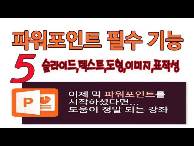 MS파워포인트 프로그램 꼭 알아야하는 5 기능-슬라이드,텍스트작성,도형그리기,이미지삽입,표작성 교육{Microsoft PowerPoint 2019 Training}