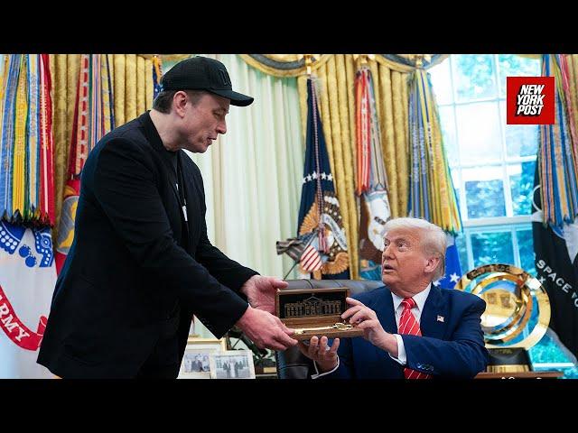 Trump awards ‘patriot’ Elon Musk with gold Key to the White House in glowing sendoff