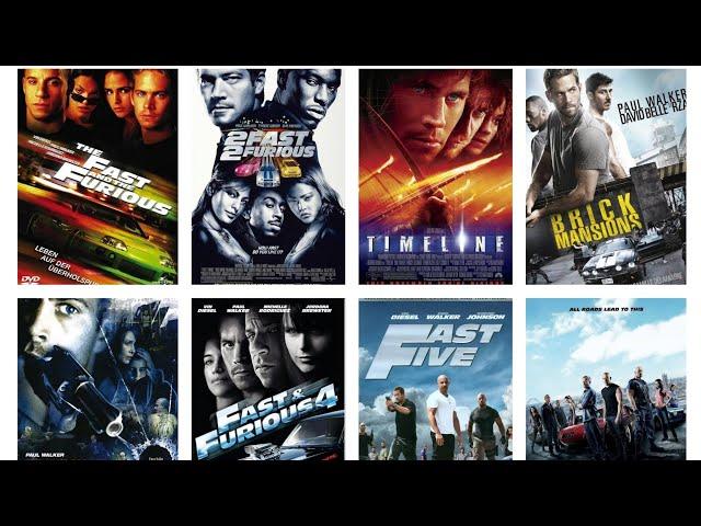 Paul Walker (Brian O'Conner) all movie list (1986 - 2015)